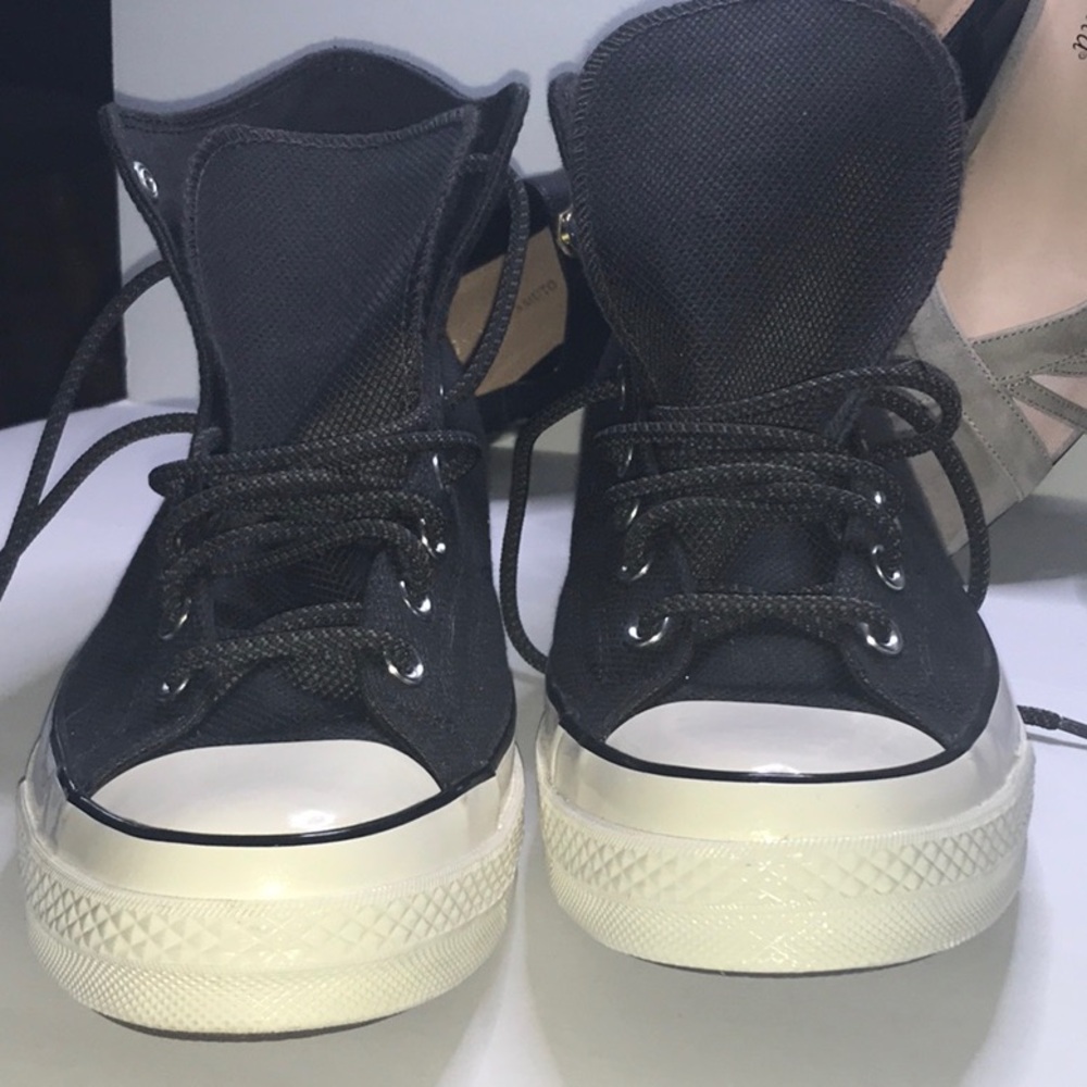 Converse Black High-Top Canvas Sneakers with Cream Soles